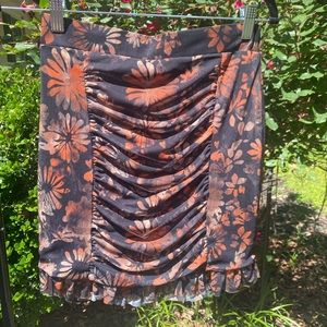 Urban Outfitters Orange and Black Mini Skirt